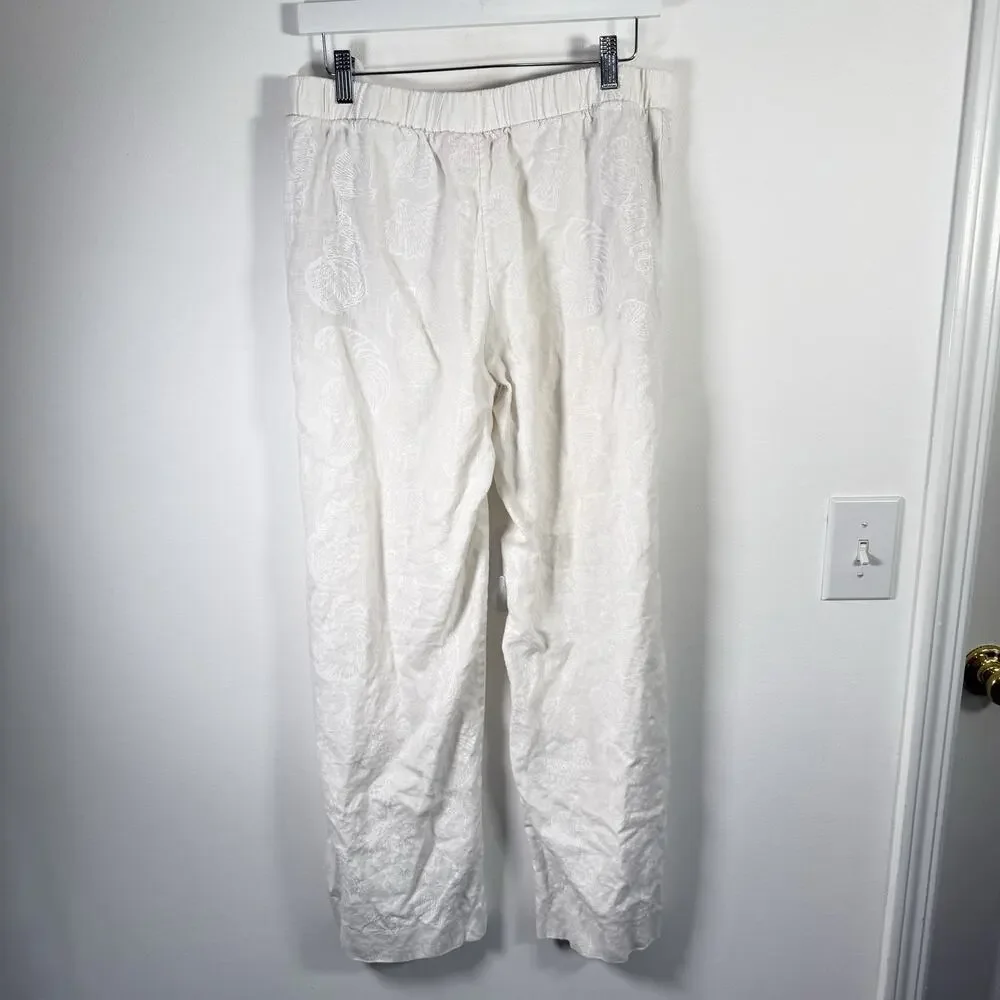 Lilly Pulitzer Daylen Linen Palazzo Pants White Seashell 31" Preppy Womens Med - Picture 6 of 9